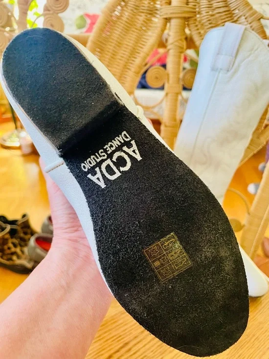 White Leather Western Dance Boots with Suede Sole. - Picture 6 of 6